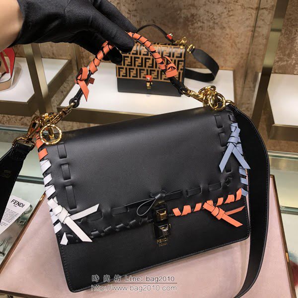 FENDI女包 KAN I手袋 最新LOGO 牛皮手提包 芬迪女挎包 可手拿  fdz2191